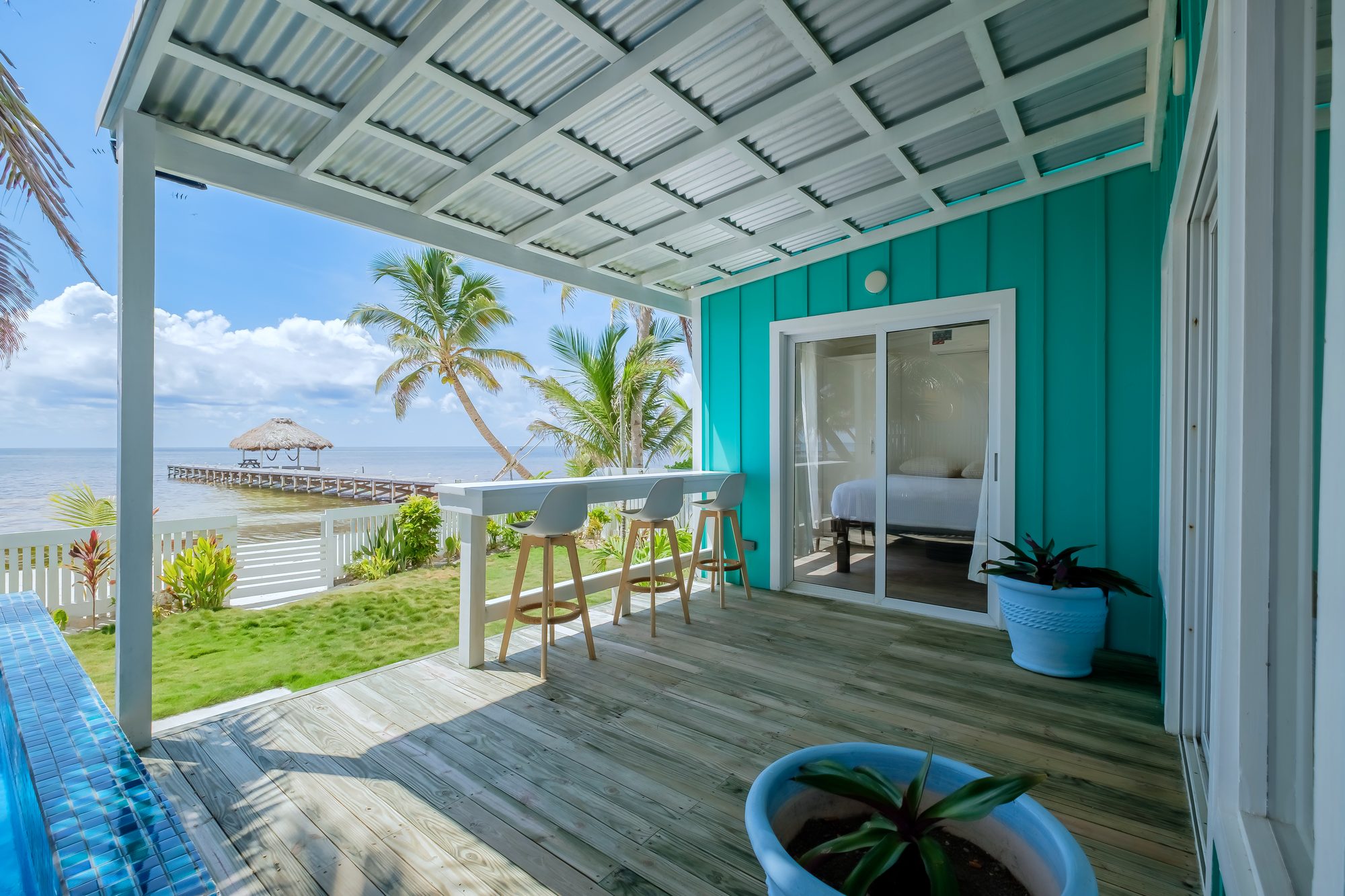 Beachfront property patio San Pedro Belize